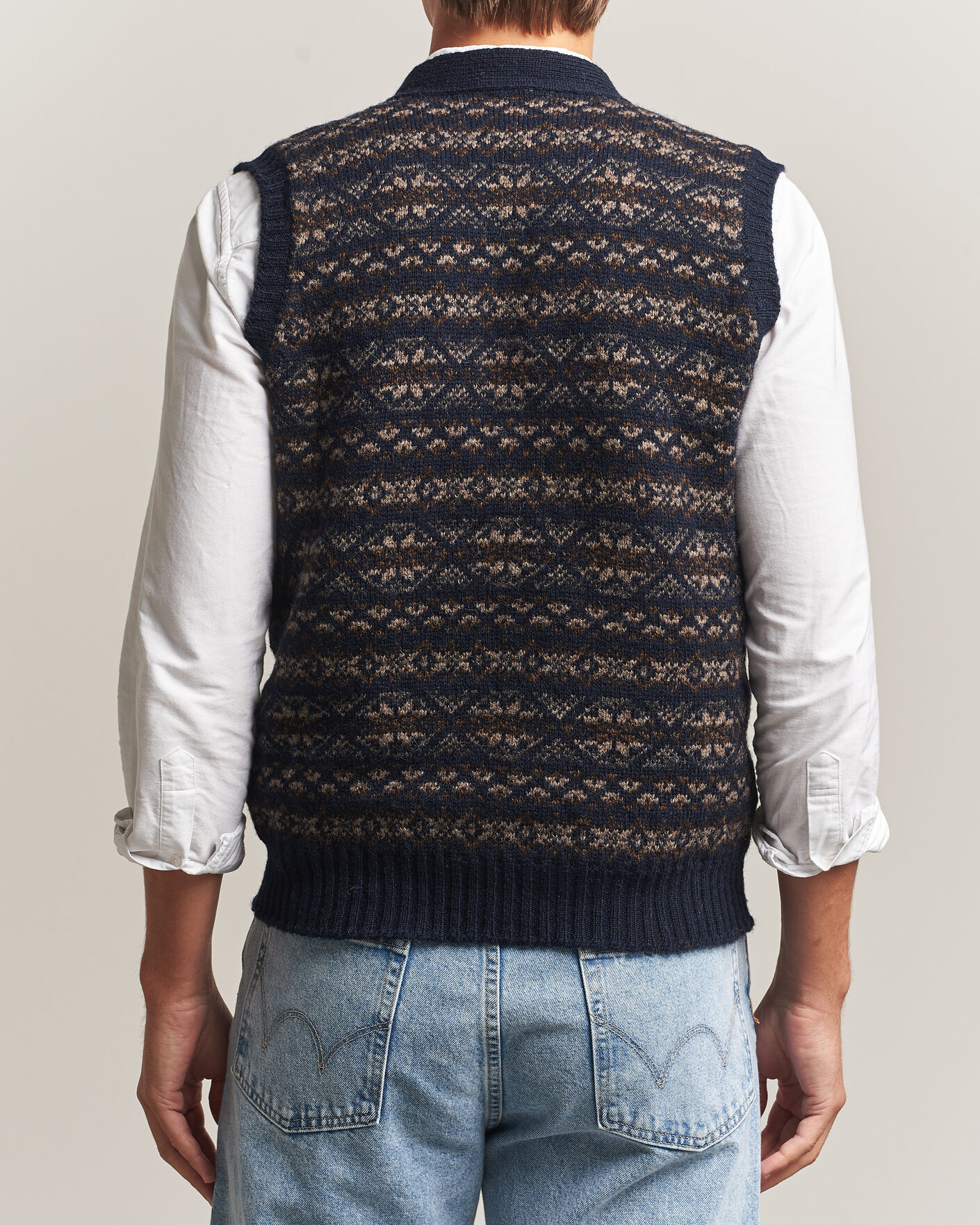 Hombres | Jerséis y prendas de punto | Jamieson's of Shetland | Jamiesons Of Shetland All Over Fair Isle Waistcoat Navy