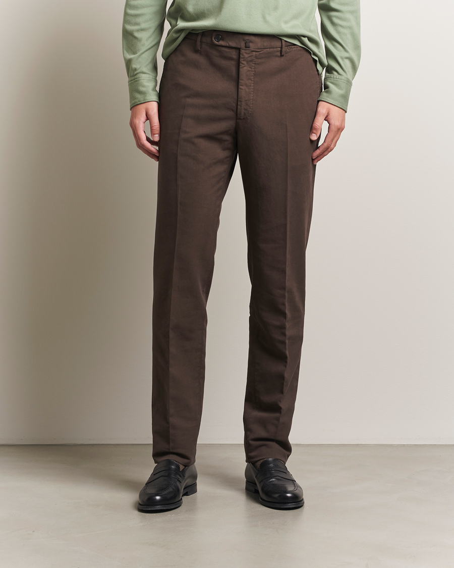 Hombres | Pantalones | Incotex | Regular Fit Cotton Stretch Chinos Dark Brown