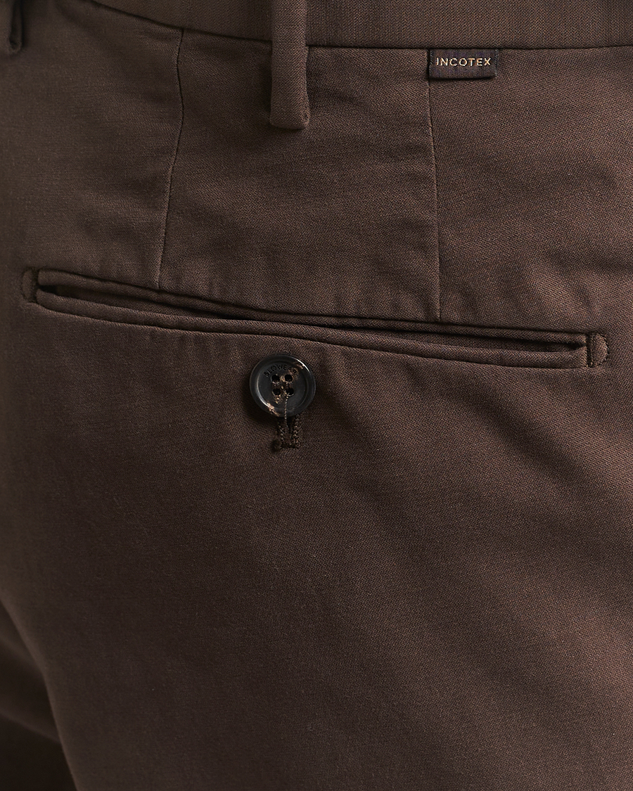 Hombres | Pantalones | Incotex | Regular Fit Cotton Stretch Chinos Dark Brown