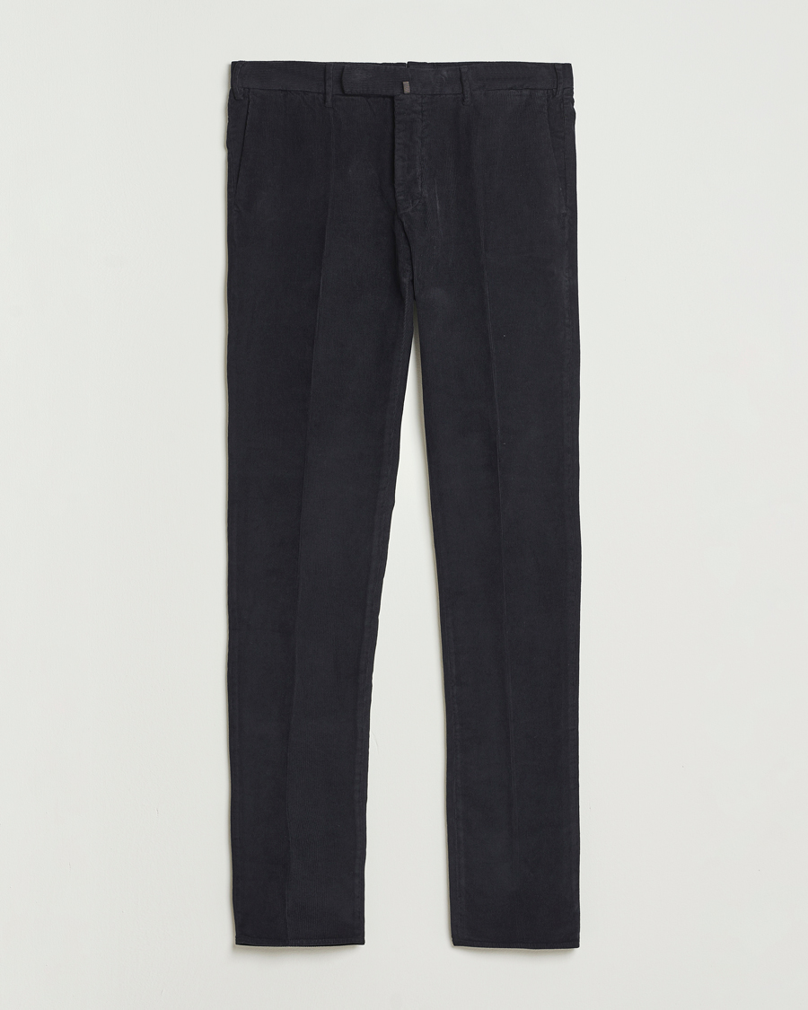 Hombres | Pantalones | Incotex | Slim Fit Baby Corduroy Trousers Navy