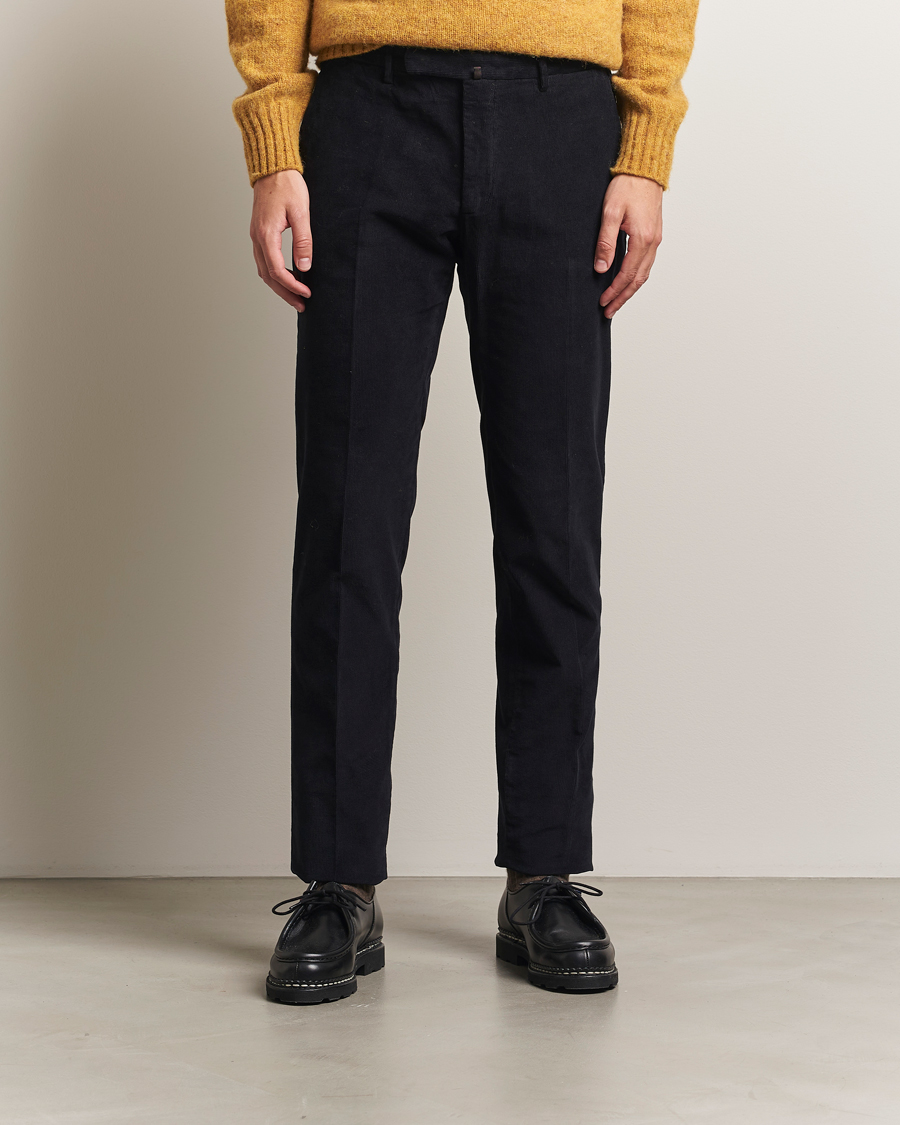 Hombres | Pantalones | Incotex | Slim Fit Baby Corduroy Trousers Navy