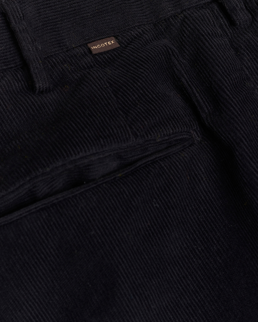 Hombres | Pantalones | Incotex | Slim Fit Baby Corduroy Trousers Navy