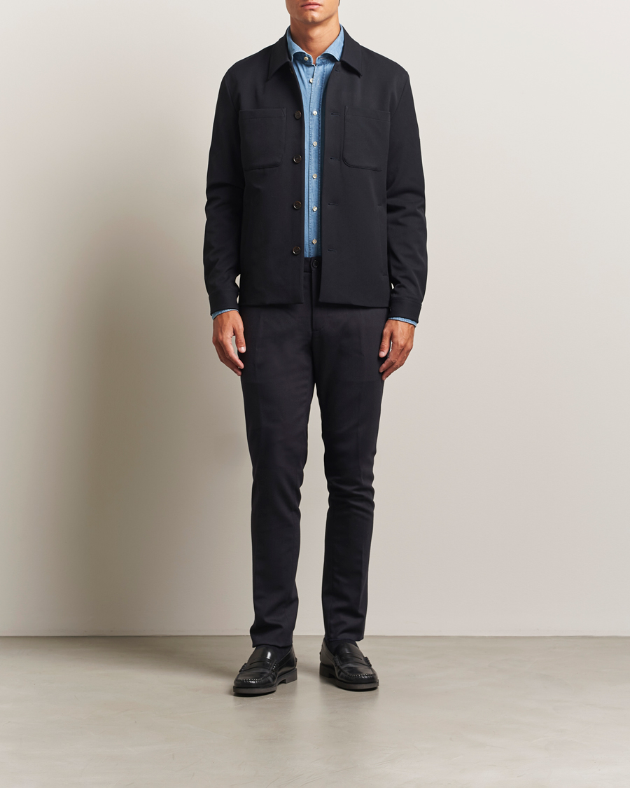 Hombres | Pantalones | Incotex | Slim Fit Washable Flannel Trousers Grey Melange
