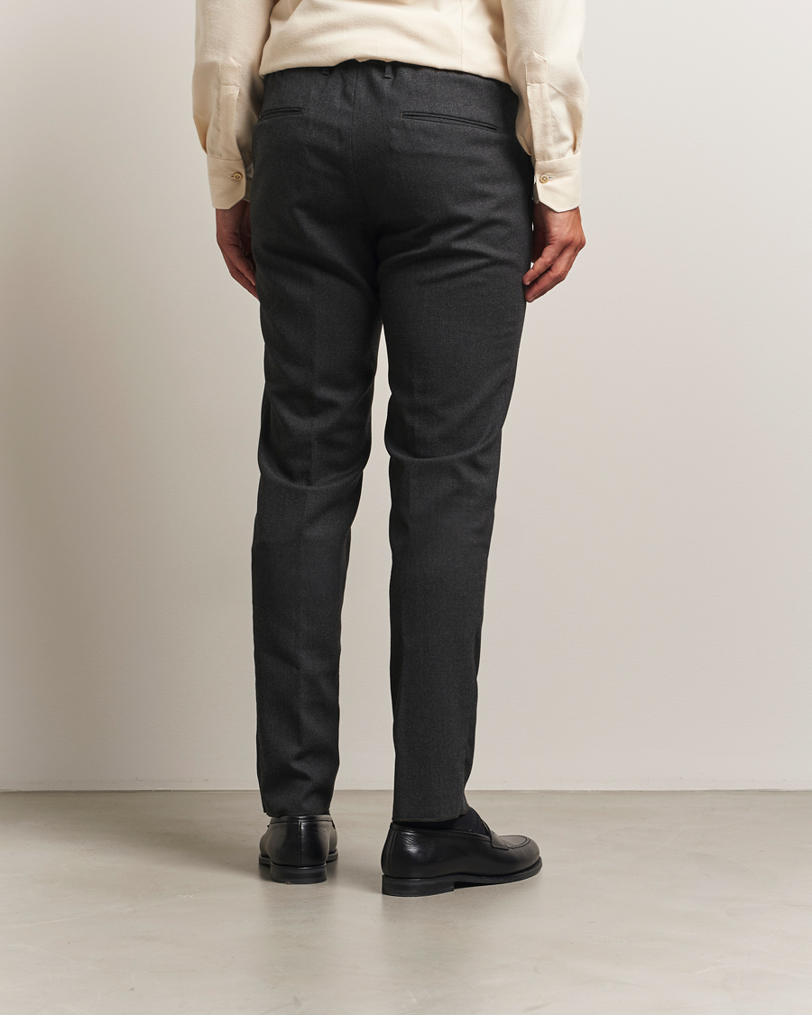 Hombres | Pantalones | Incotex | Slim Fit Washable Flannel Trousers Charcoal