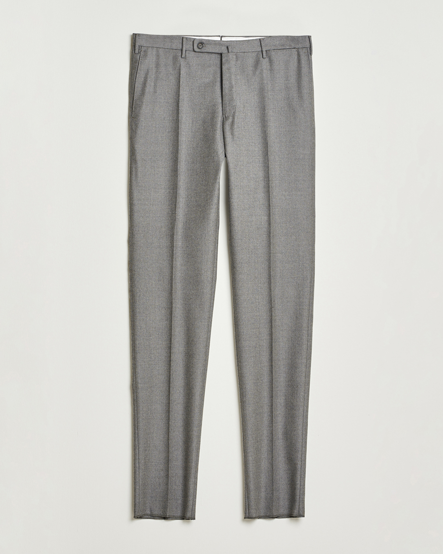 Hombres | Pantalones | Incotex | Regular Fit Worsted Flannel Trousers Light Grey