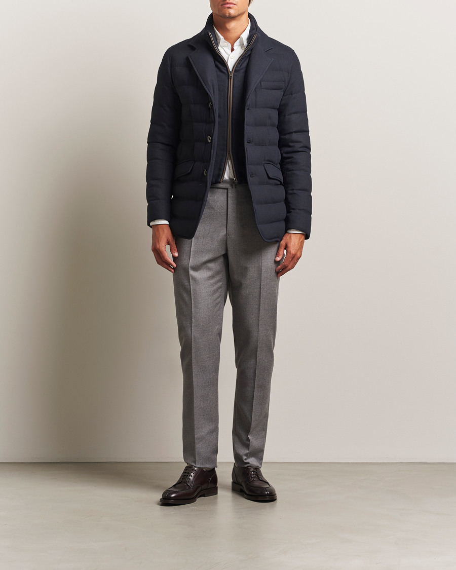 Hombres | Pantalones | Incotex | Regular Fit Worsted Flannel Trousers Light Grey