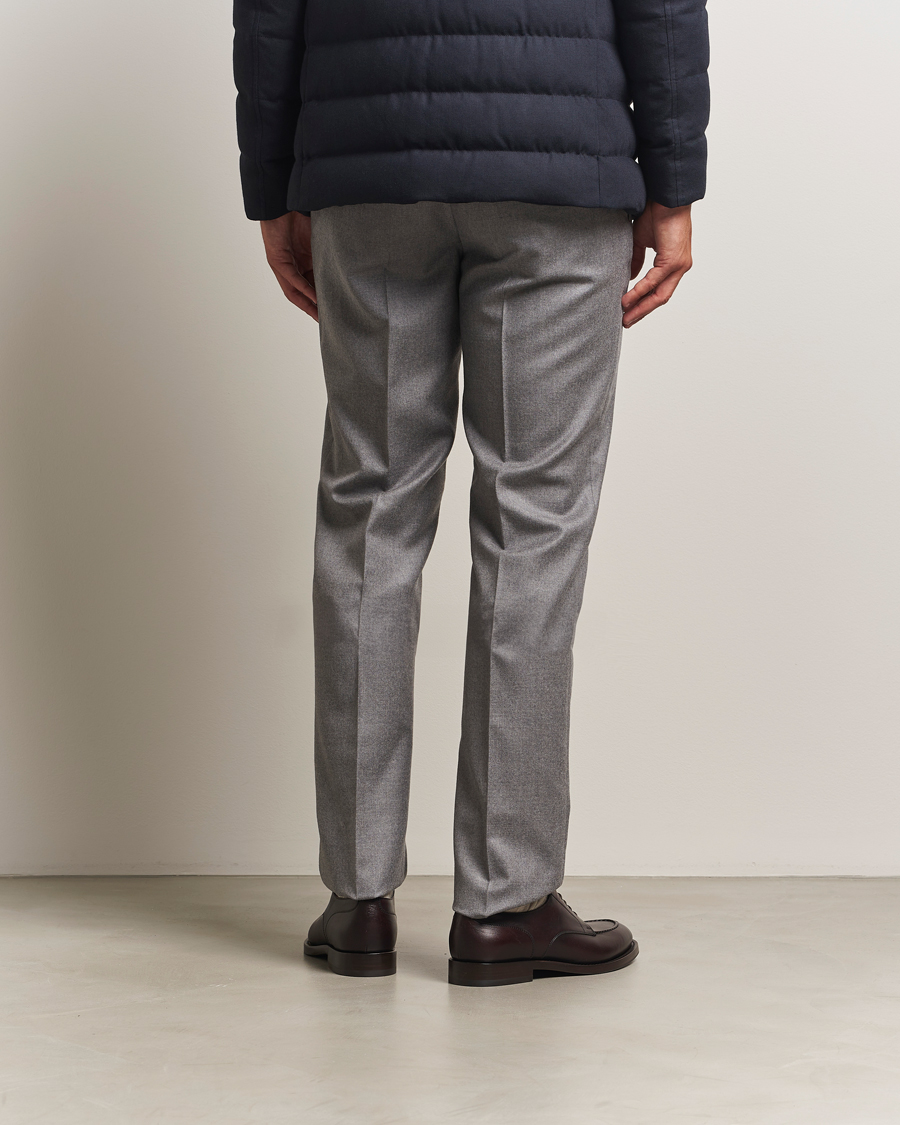 Hombres | Pantalones | Incotex | Regular Fit Worsted Flannel Trousers Light Grey