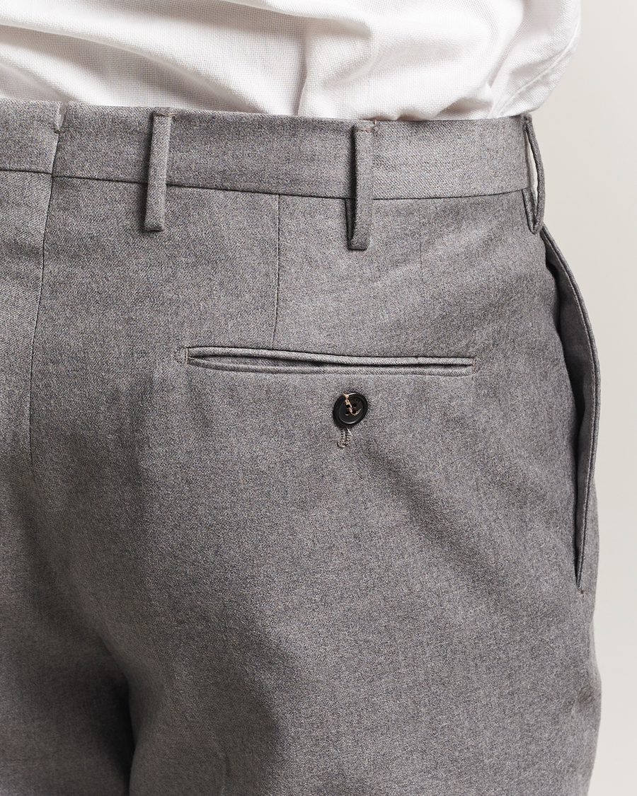 Hombres | Pantalones | Incotex | Regular Fit Worsted Flannel Trousers Light Grey