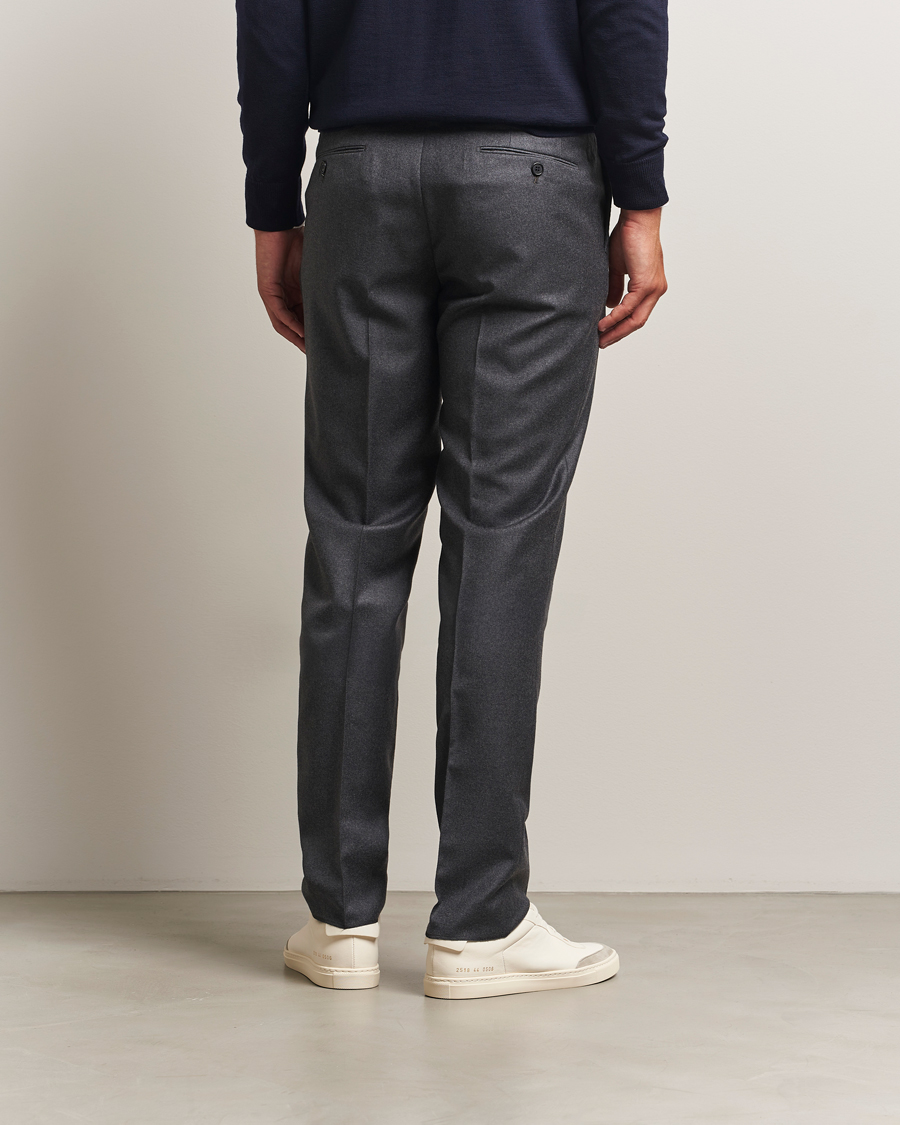 Hombres | Pantalones | Incotex | Regular Fit Worsted Flannel Trousers Grey Melange