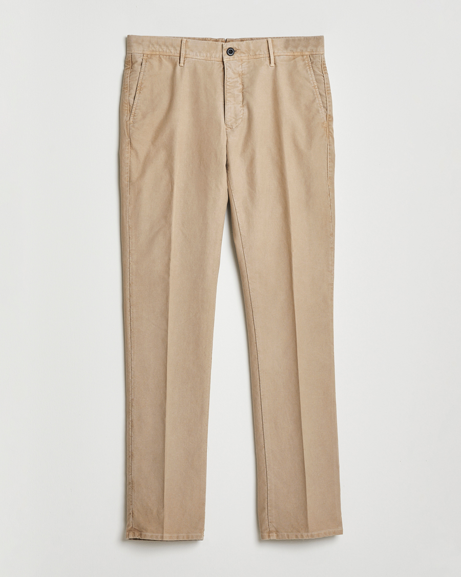 Hombres | Pantalones | Incotex | Slim Fit Garment Dyed Slacks Beige