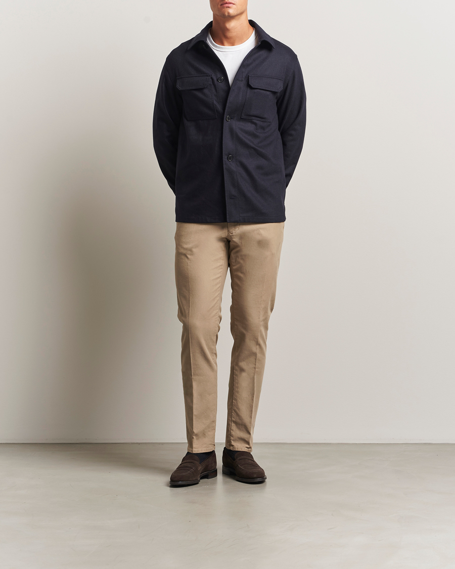 Hombres | Pantalones | Incotex | Slim Fit Garment Dyed Slacks Beige