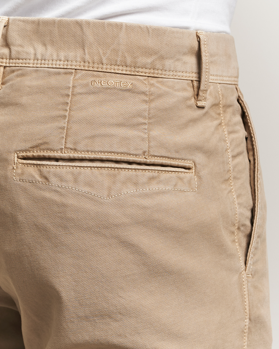 Hombres | Pantalones | Incotex | Slim Fit Garment Dyed Slacks Beige