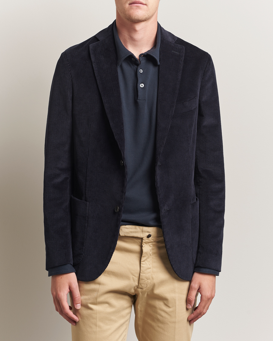Hombres | Blazers | Incotex | Corduroy Blazer Navy