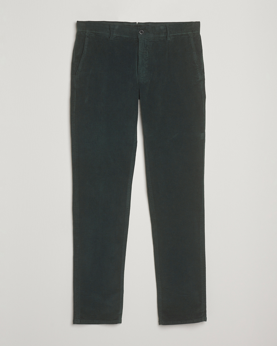 Hombres | Pantalones | Incotex | Slim Fit Leisure Cord Slacks Dark Green