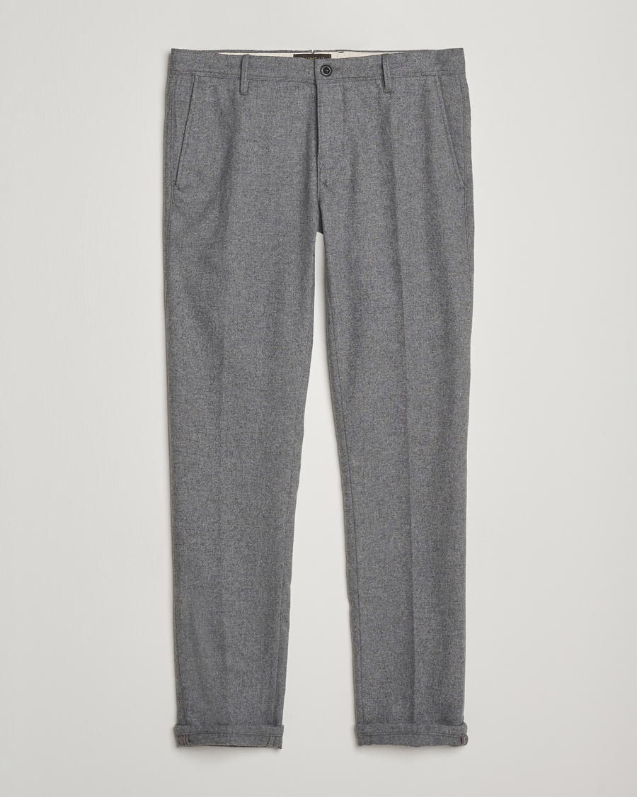 Hombres | Pantalones | Incotex | Slim Fit Washed Flannel Slacks Light Grey