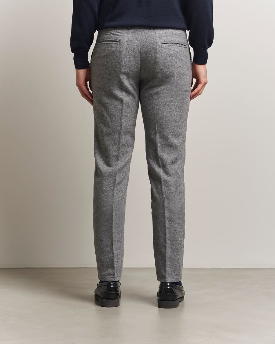 Hombres | Pantalones | Incotex | Slim Fit Washed Flannel Slacks Light Grey