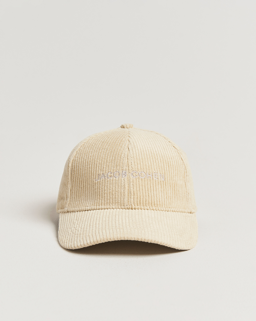 Hombres | Sombreros y gorras | Jacob Cohën | Corduroy Logo Cap Creme