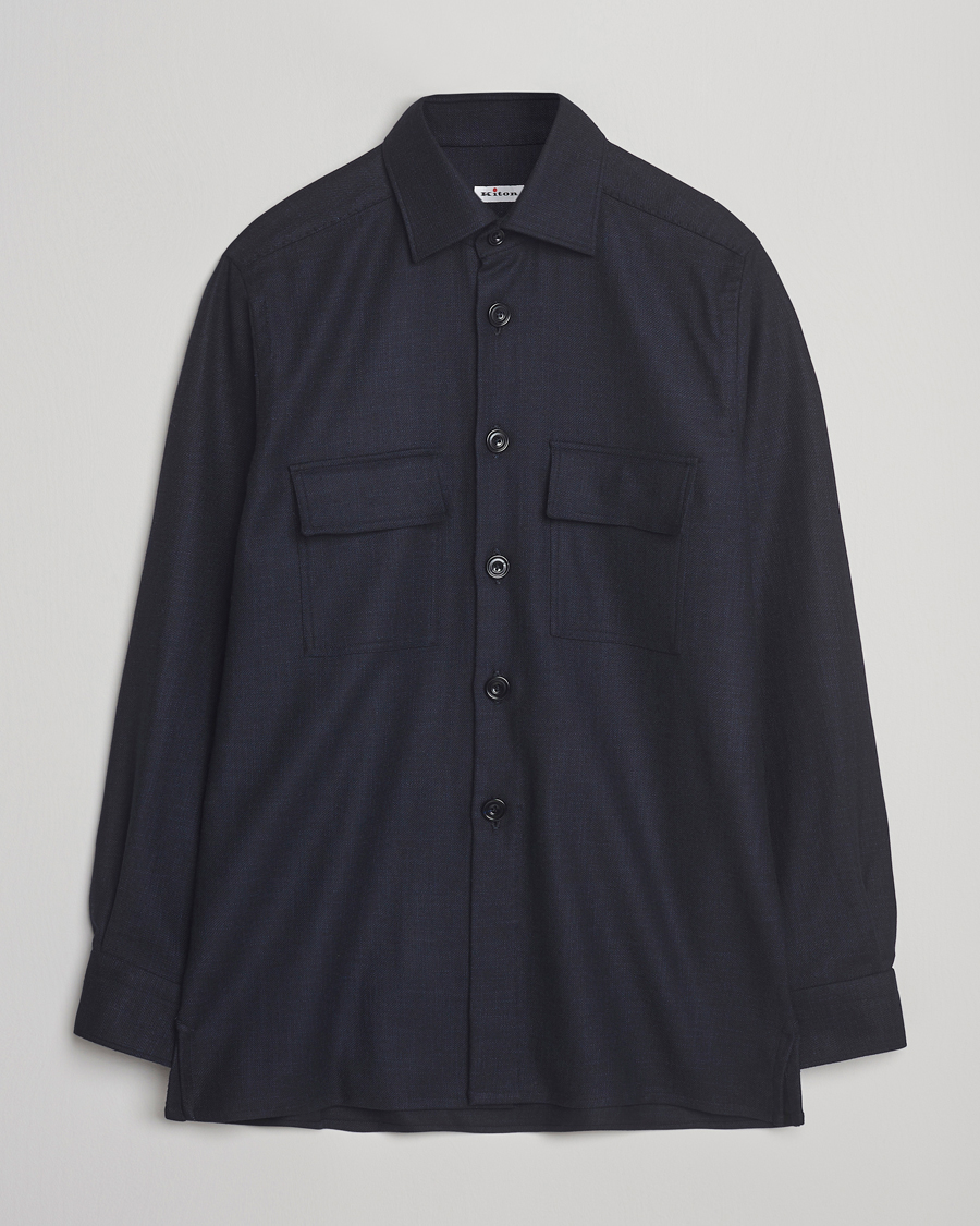 Hombres | Camisas | Kiton | Wool Overshirt Navy