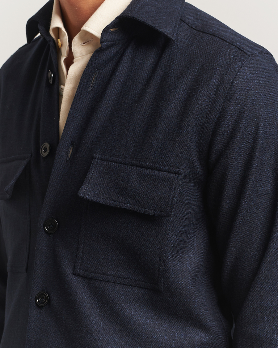 Hombres | Camisas | Kiton | Wool Overshirt Navy