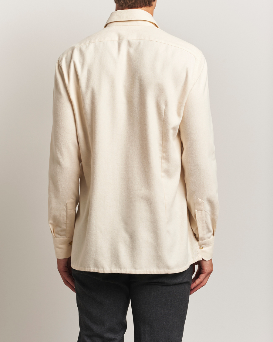 Hombres | Camisas | Kiton | Cotton Flannel Sport Shirt Cream