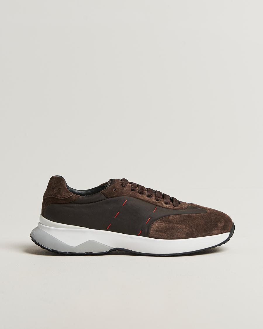 Hombres | Zapatillas | Kiton | Luxury Running Sneakers Dark Brown Suede