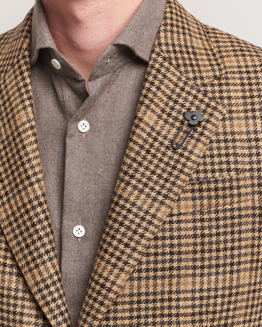 Hombres | Blazers | Lardini | Wool/Cashmere Houndstooth Overcheck Blazer Brown