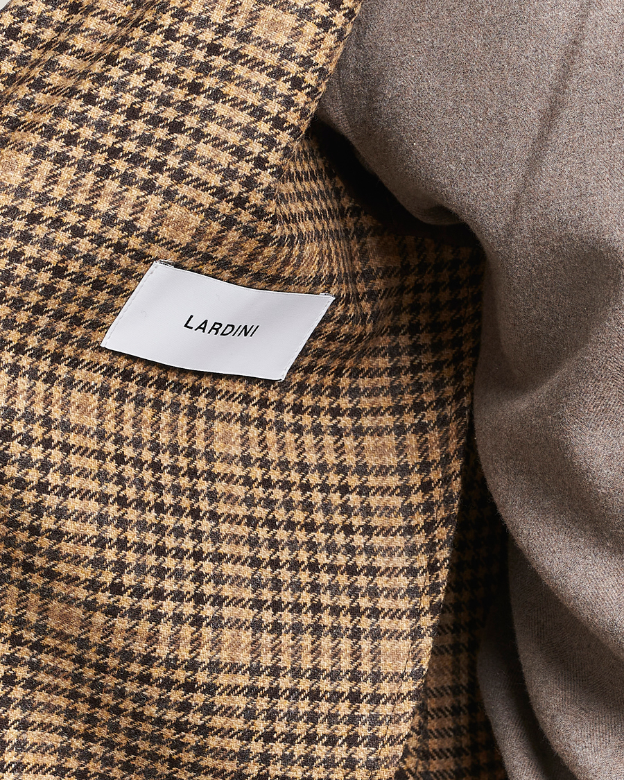 Hombres | Blazers | Lardini | Wool/Cashmere Houndstooth Overcheck Blazer Brown
