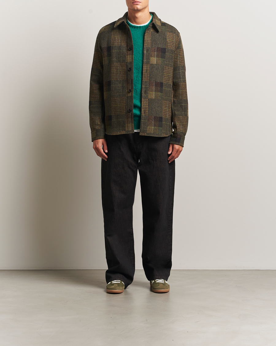 Hombres | Camisas | LES DEUX | Kody Patchwork Wool Overshirt Green