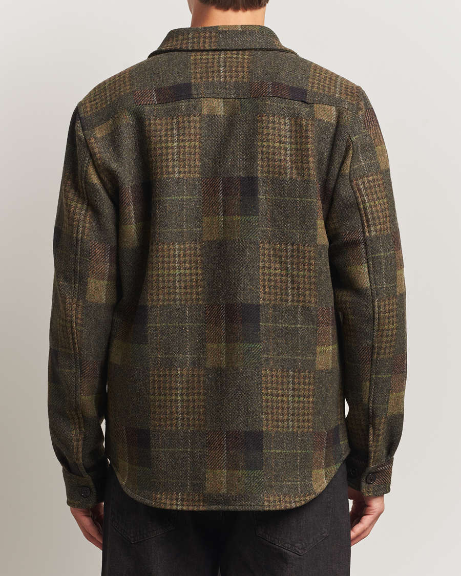 Hombres | Camisas | LES DEUX | Kody Patchwork Wool Overshirt Green