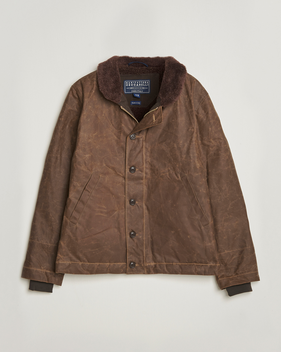 Hombres | Abrigos y chaquetas | Manifattura Ceccarelli | Deck Jacket Dark Tan