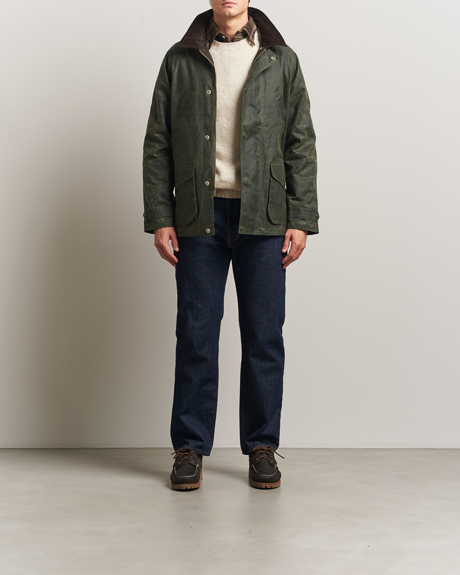 Hombres | Abrigos y chaquetas | Manifattura Ceccarelli | Rain Caban Wax Cloth Dark Green