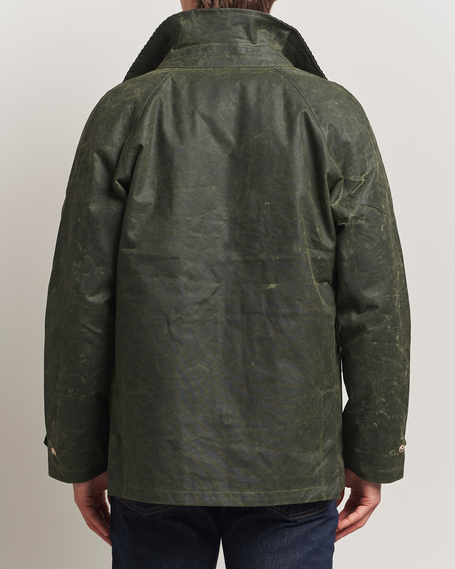 Hombres | Abrigos y chaquetas | Manifattura Ceccarelli | Rain Caban Wax Cloth Dark Green