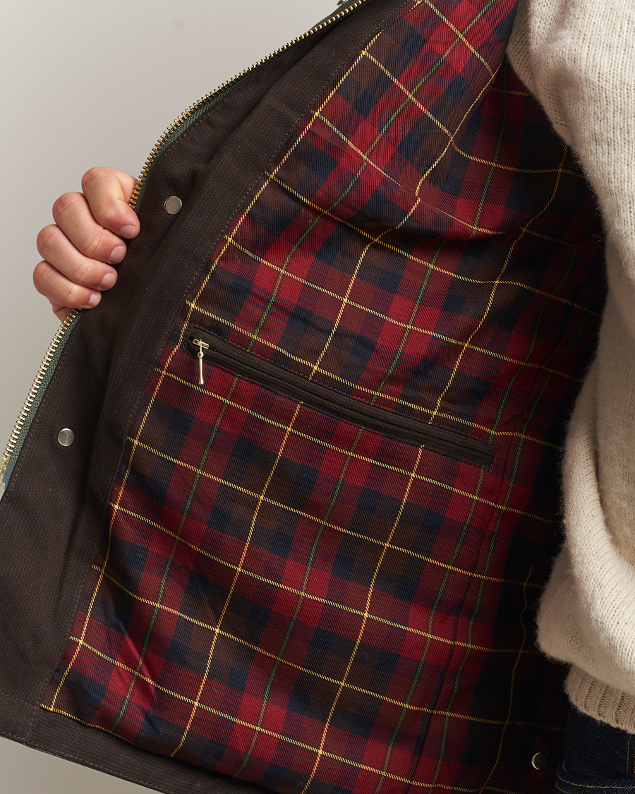 Hombres | Abrigos y chaquetas | Manifattura Ceccarelli | Rain Caban Wax Cloth Dark Green