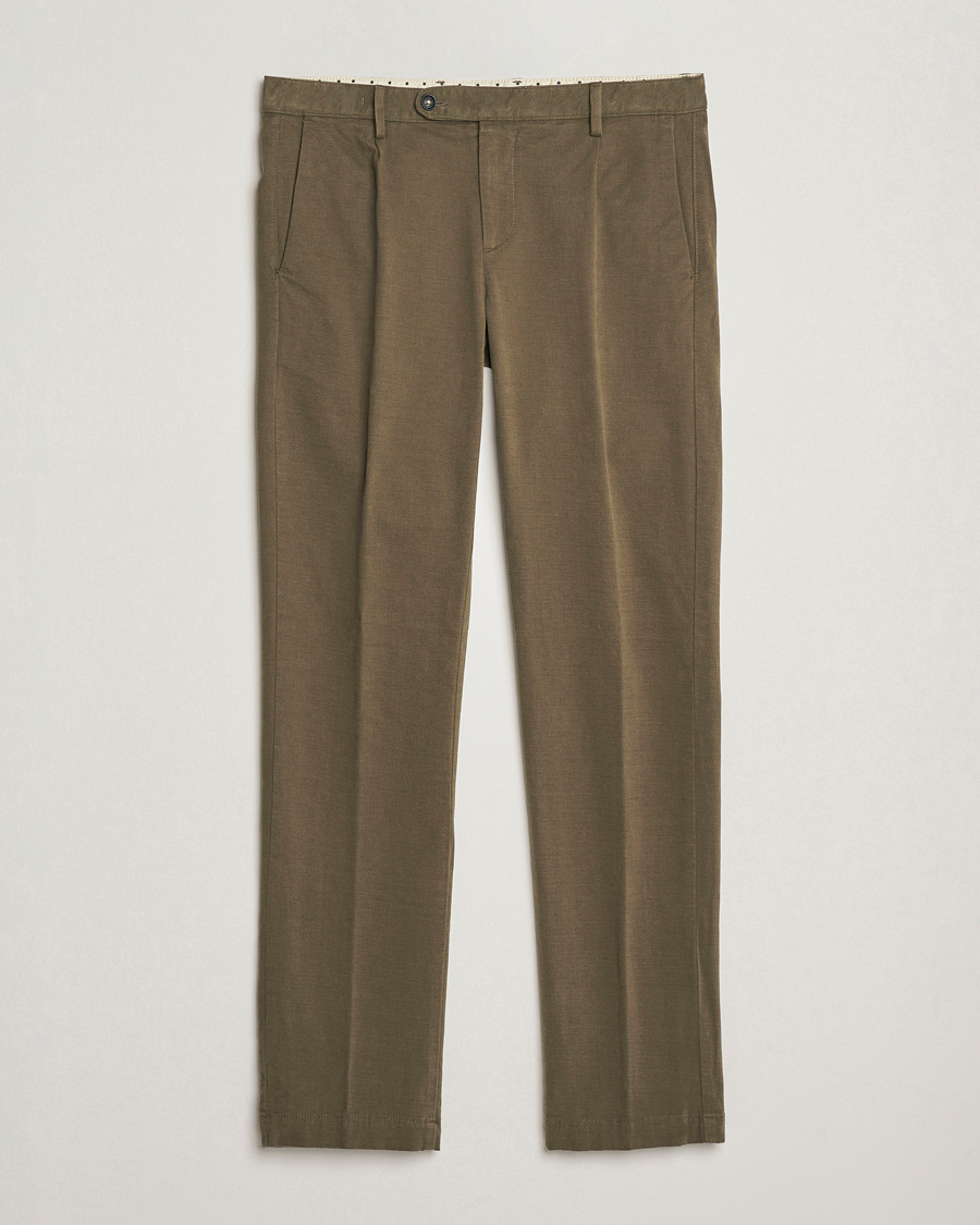 Hombres | Pantalones | Massimo Alba | Ionio Pleated Moleskine Trousers Military