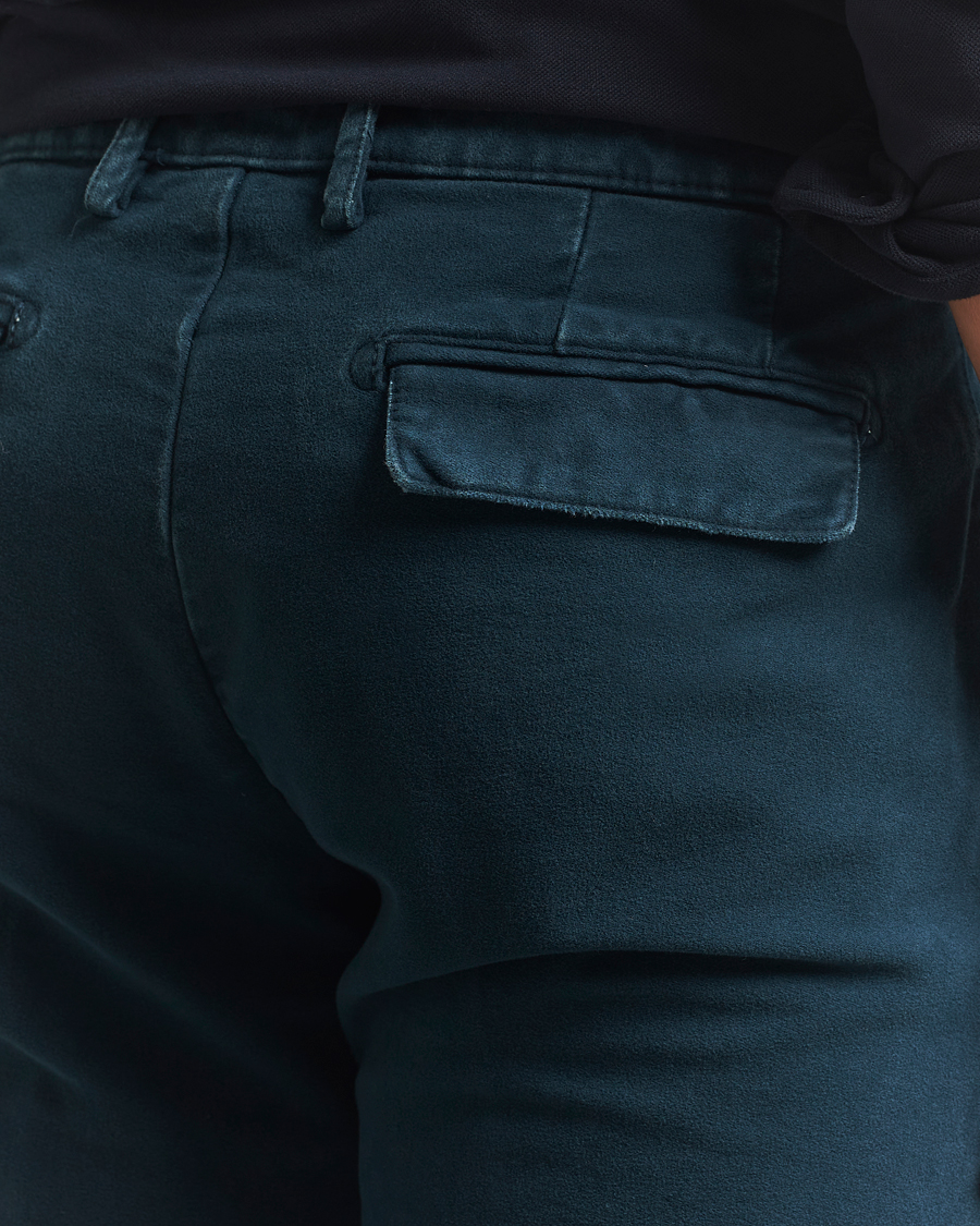 Hombres | Pantalones | Massimo Alba | Ionio Pleated Moleskine Trousers Petrol Blue
