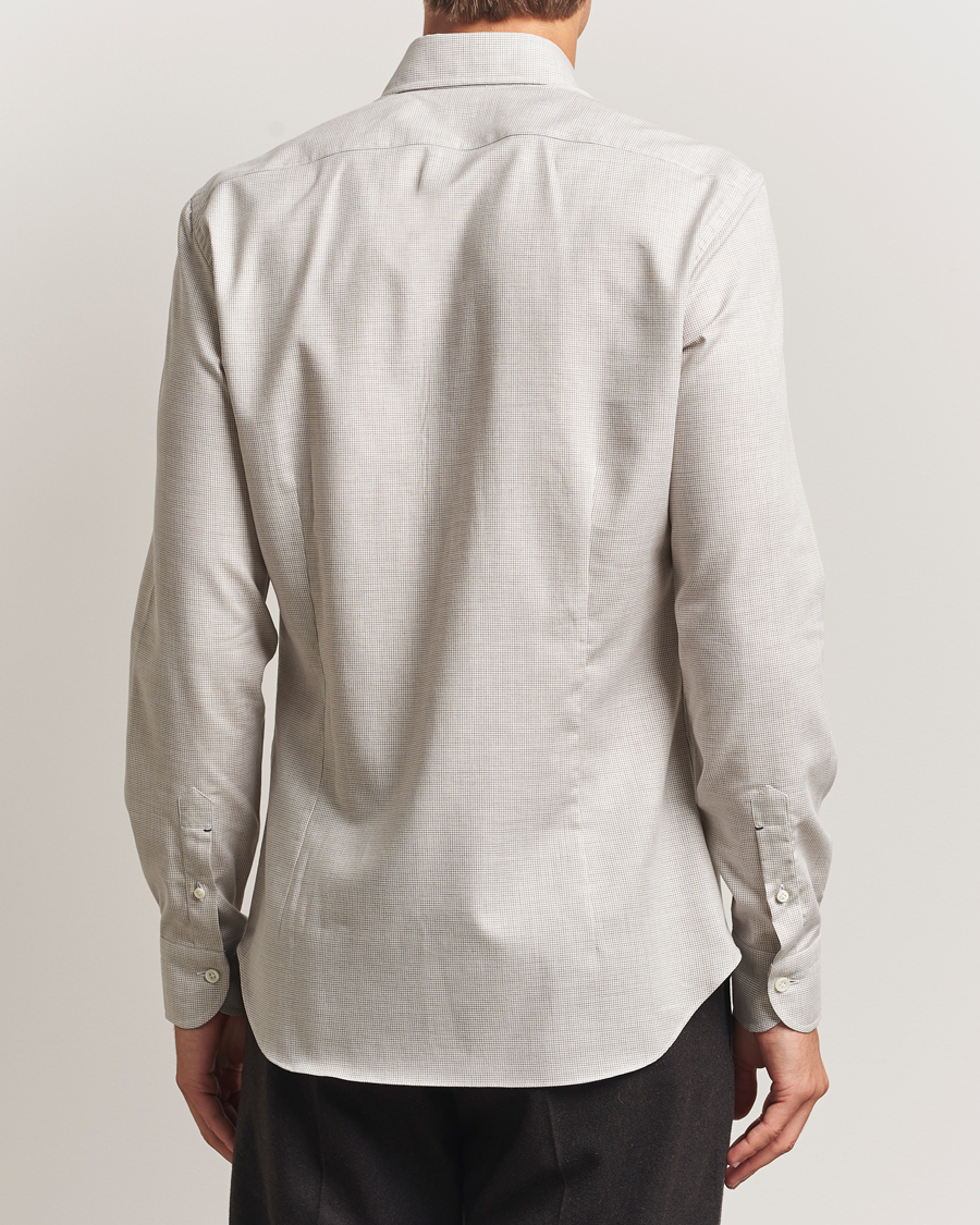 Hombres | Camisas | Mazzarelli | Soft Flannel Button Down Shirt Beige