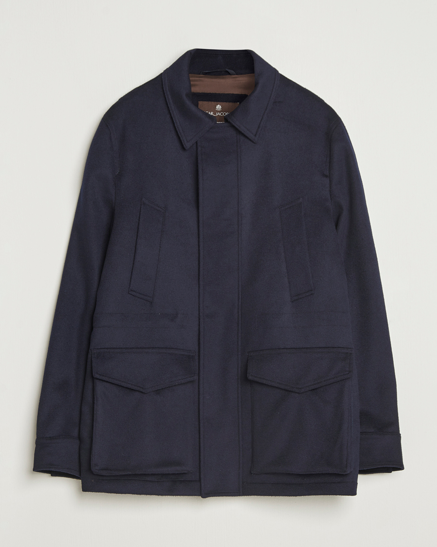 Hombres | Abrigos y chaquetas | Oscar Jacobson | Traveler Wool Jacket Navy