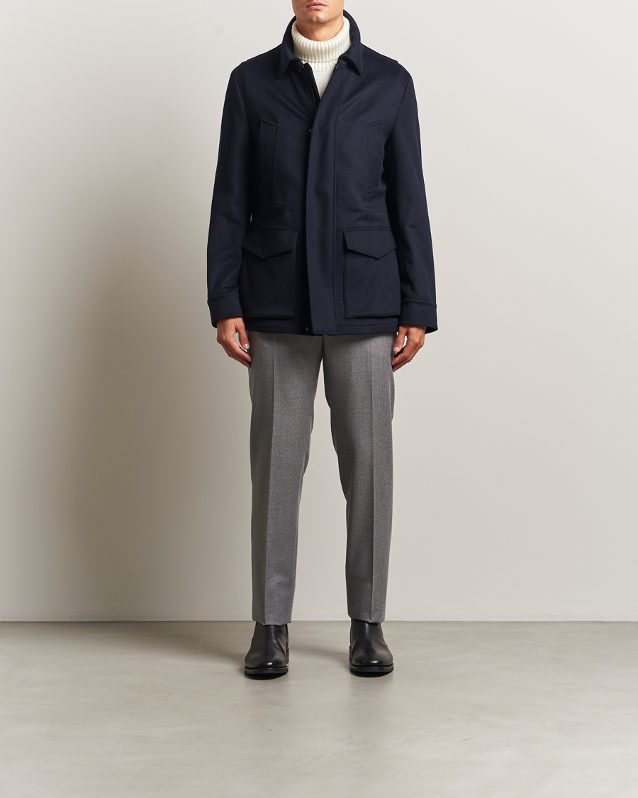 Hombres | Abrigos y chaquetas | Oscar Jacobson | Traveler Wool Jacket Navy