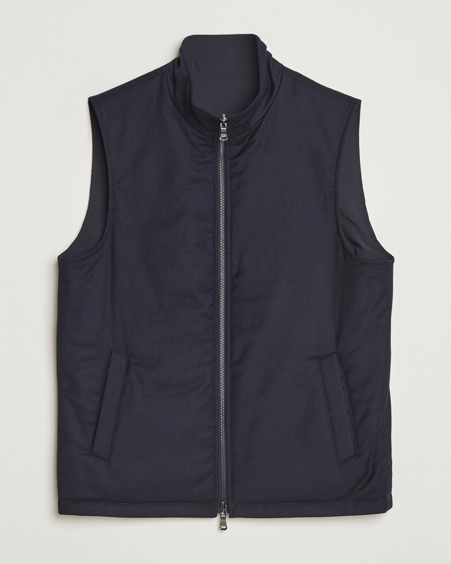 Hombres | Abrigos y chaquetas | Oscar Jacobson | Nylon/Wool Reversible Vest Navy