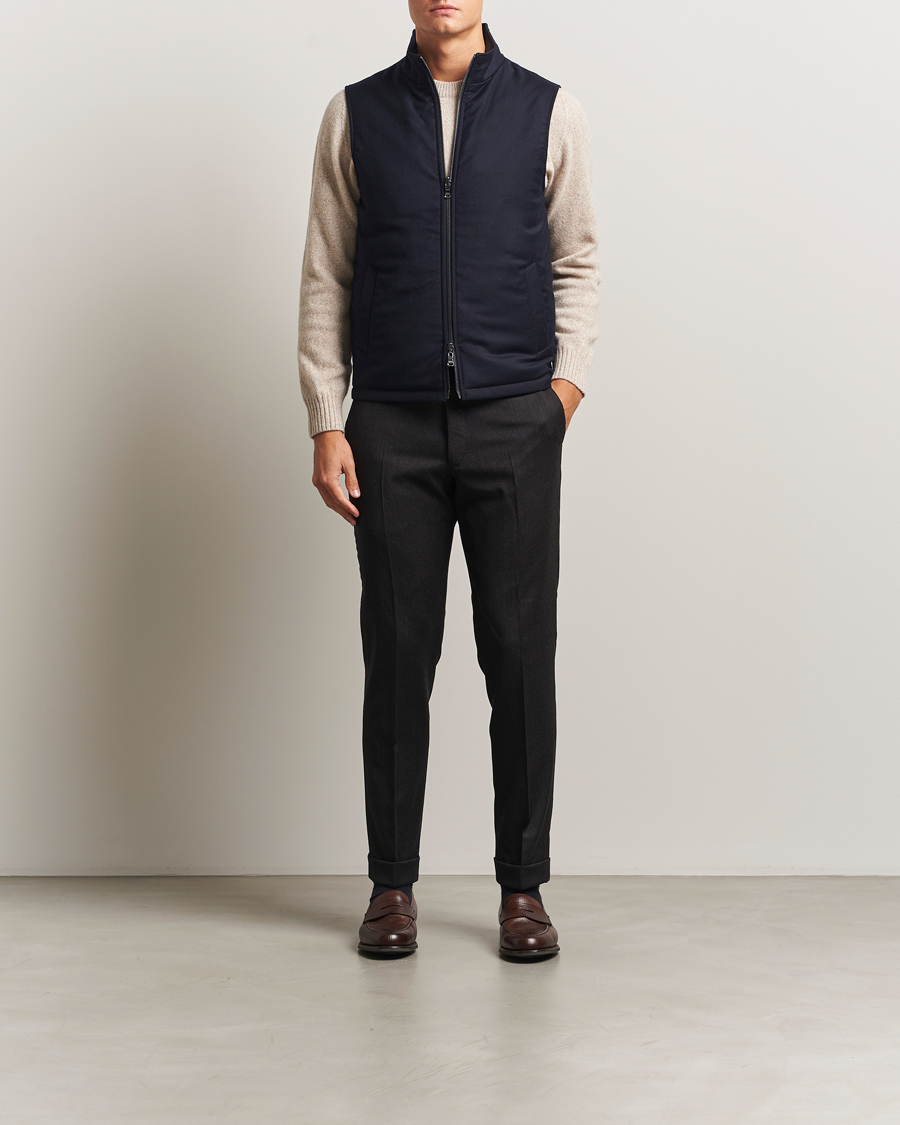 Hombres | Abrigos y chaquetas | Oscar Jacobson | Nylon/Wool Reversible Vest Navy