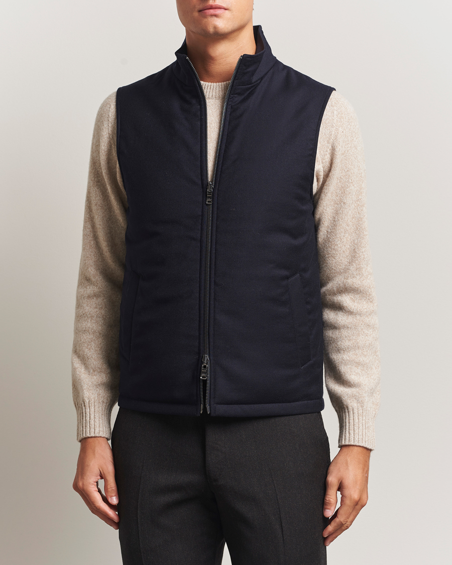 Hombres | Abrigos y chaquetas | Oscar Jacobson | Nylon/Wool Reversible Vest Navy