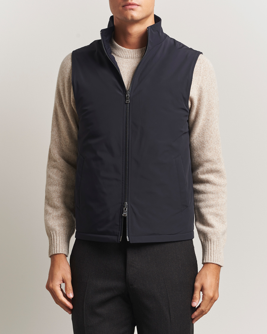 Hombres | Abrigos y chaquetas | Oscar Jacobson | Nylon/Wool Reversible Vest Navy