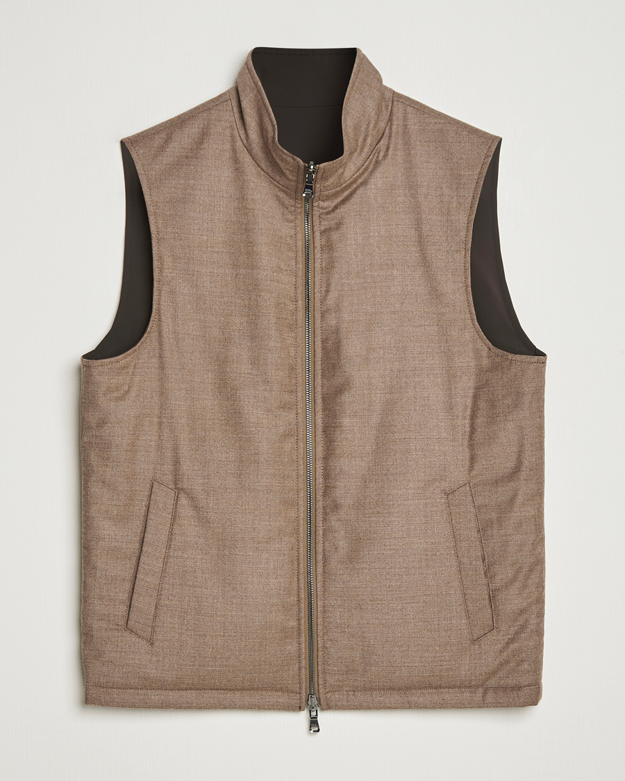 Hombres | Abrigos y chaquetas | Oscar Jacobson | Nylon/Wool Reversible Vest Brown