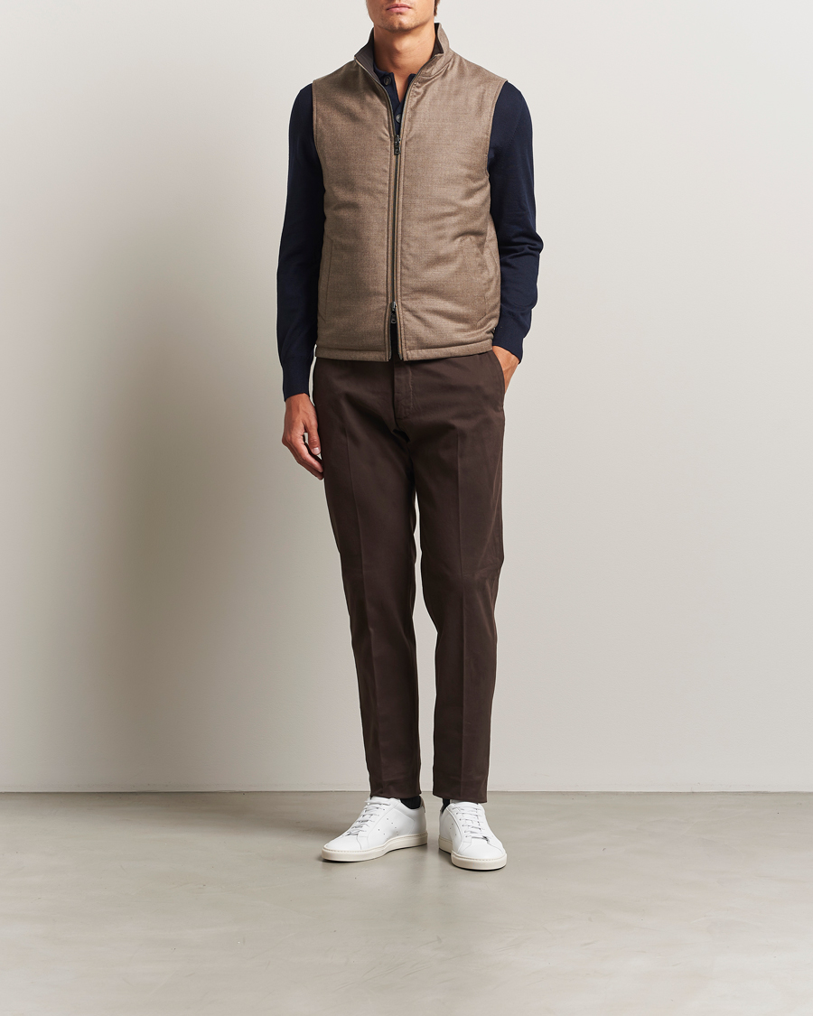 Hombres | Abrigos y chaquetas | Oscar Jacobson | Nylon/Wool Reversible Vest Brown