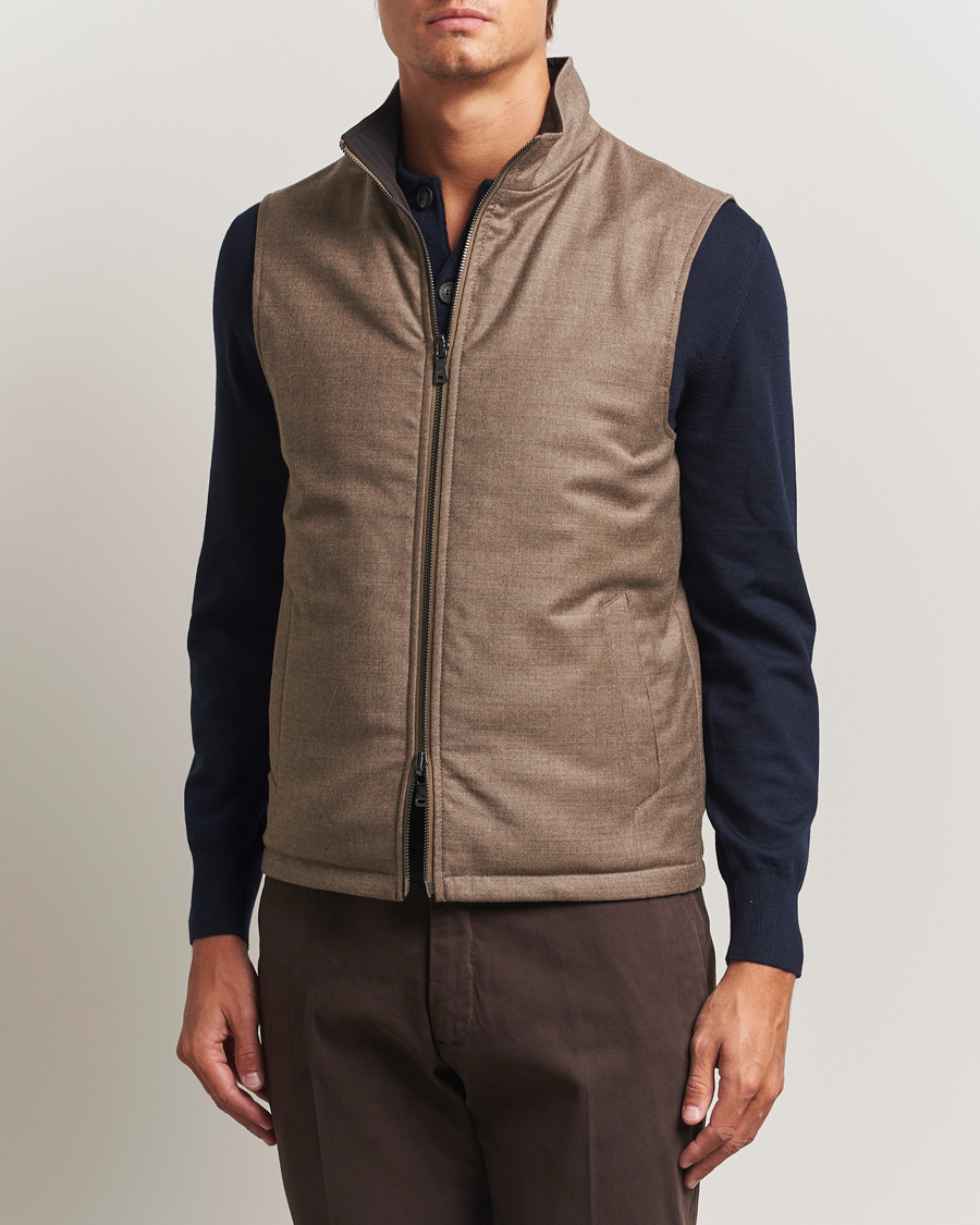 Hombres | Abrigos y chaquetas | Oscar Jacobson | Nylon/Wool Reversible Vest Brown