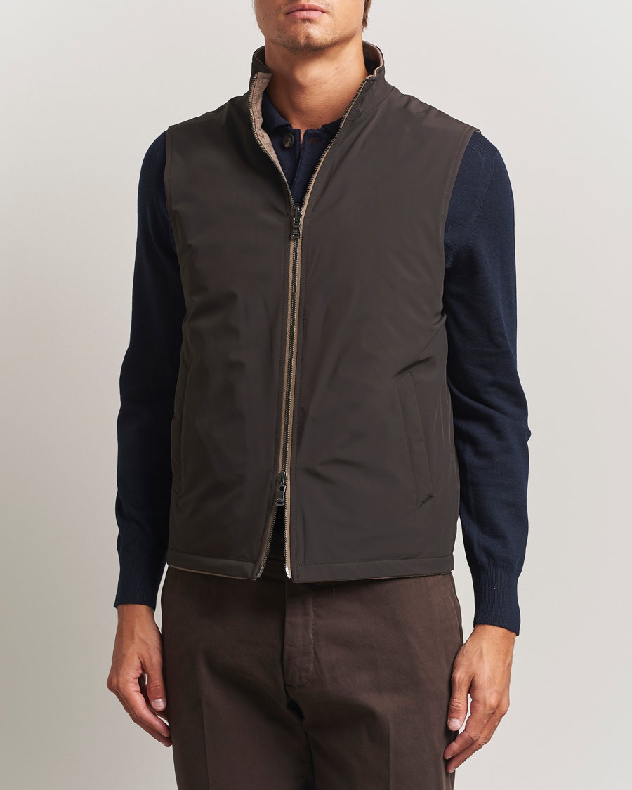 Hombres | Abrigos y chaquetas | Oscar Jacobson | Nylon/Wool Reversible Vest Brown