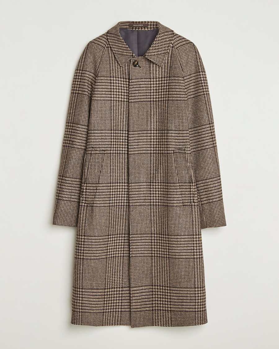 Hombres | Abrigos y chaquetas | Oscar Jacobson | Raglan Check Wool Coat Brown