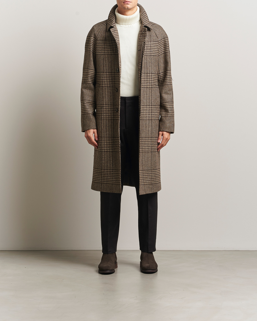 Hombres | Abrigos y chaquetas | Oscar Jacobson | Raglan Check Wool Coat Brown