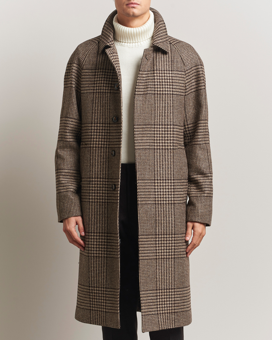 Hombres | Abrigos y chaquetas | Oscar Jacobson | Raglan Check Wool Coat Brown