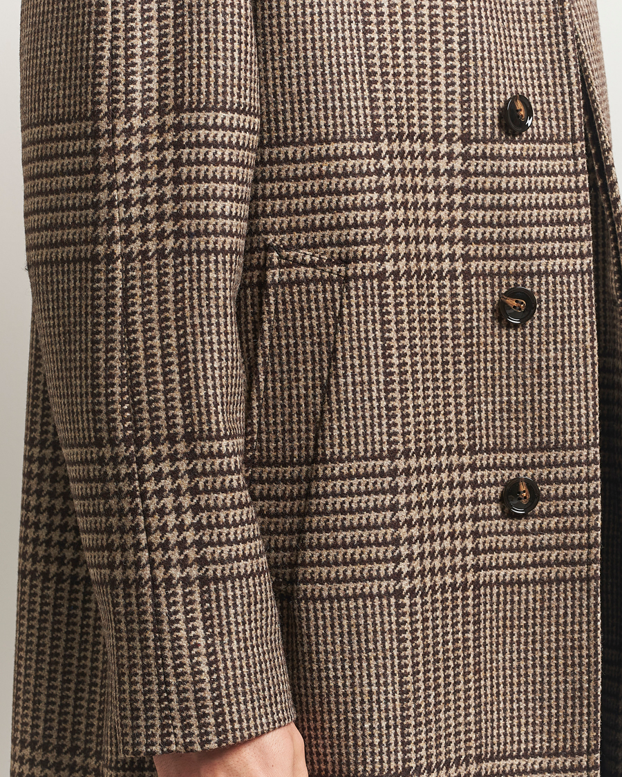 Hombres | Abrigos y chaquetas | Oscar Jacobson | Raglan Check Wool Coat Brown